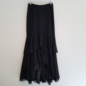 WHBM Hi Low Black Chiffon Ruffle Skirt Size 0
